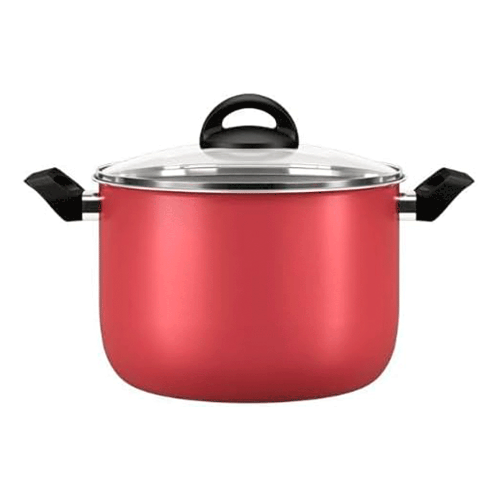 Caldeirão Vermelho com Tampa de Vidro e Alças de Silicone