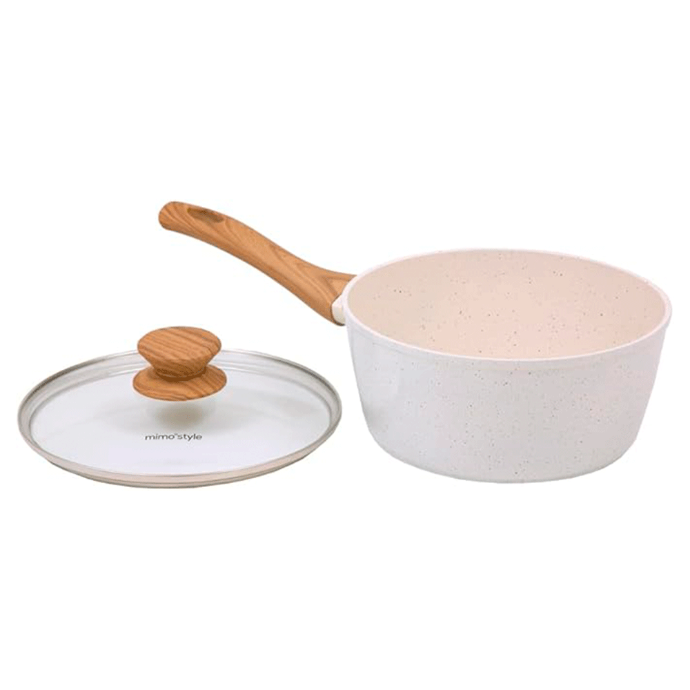 Panela Mimo Style Cook 20cm em Alumínio com Tampa de Vidro e Cabo de Madeira