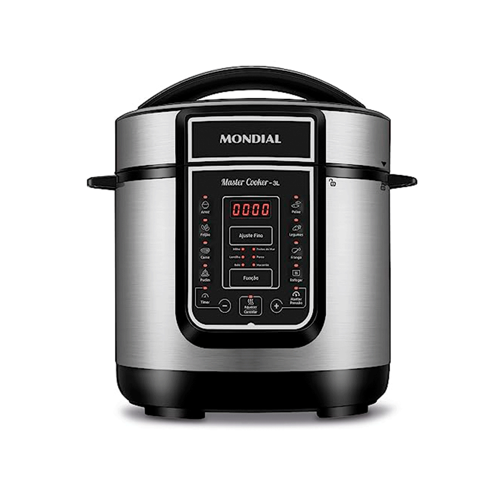 Panela de Pressão Elétrica Mondial Master Cooker 3L com Tela Digital e Função de Cozimento Rápido
